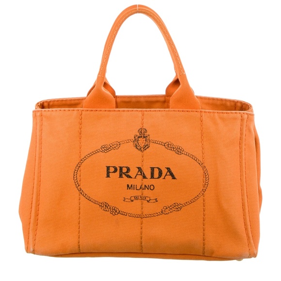 PRADA Medium Canapa Logo Tote in Orange - Picture 1 of 9